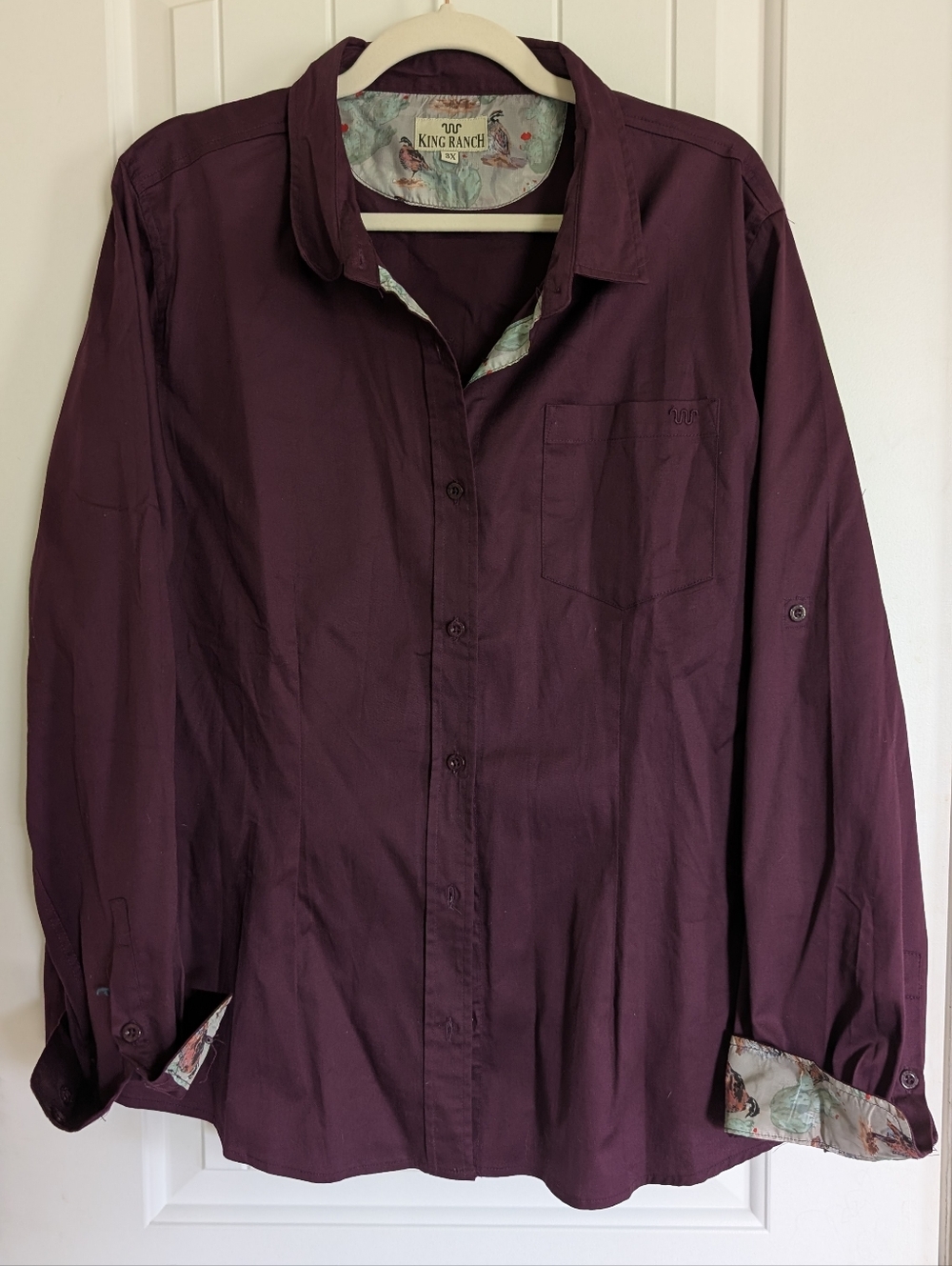 King Ranch 3XL Purple Quail Button Up Cowboy Shirt